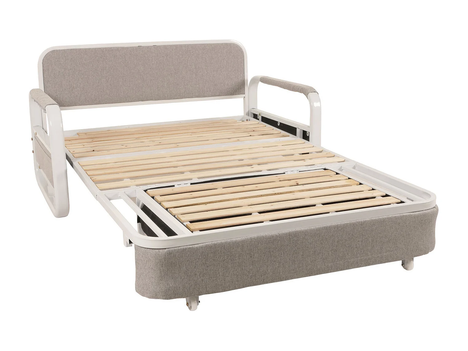 Schlafsofa MCW-M83, Stoff/Textil hellgrau