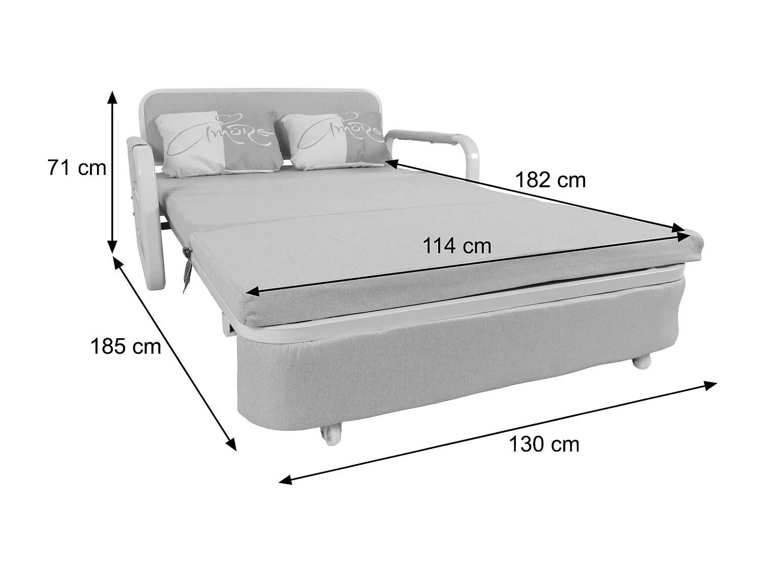 MCW-M83 sofa bed,  light grey fabric