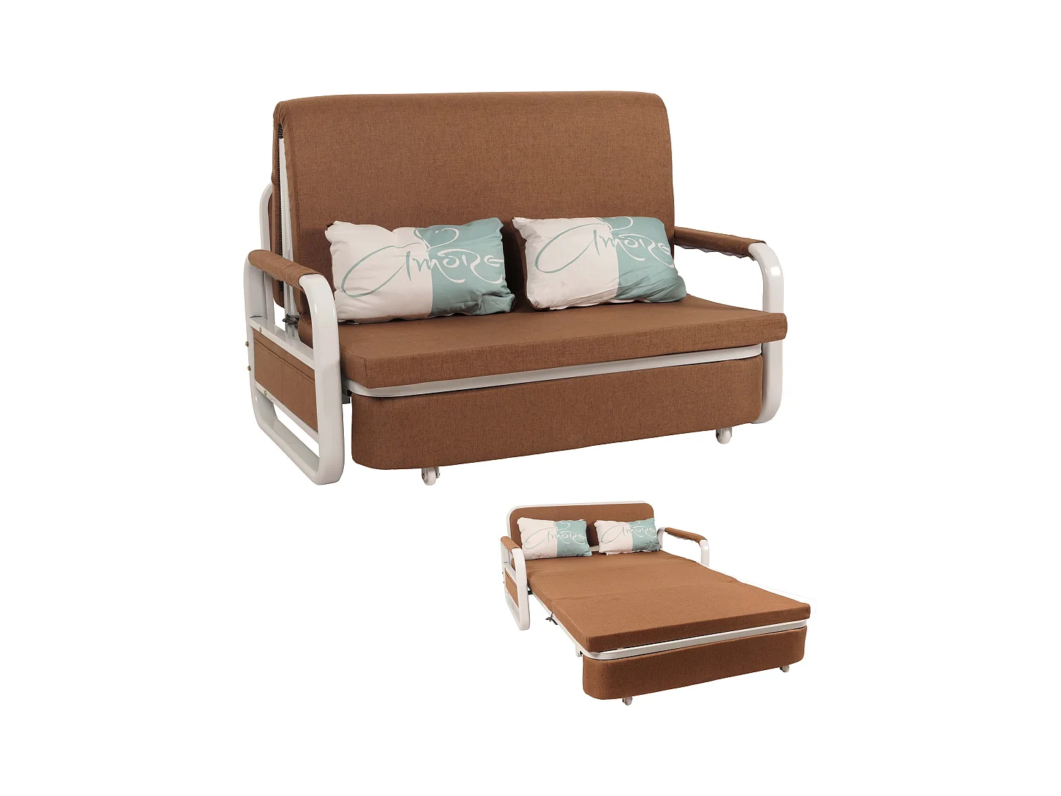 Schlafsofa MCW-M83, Stoff/Textil braun