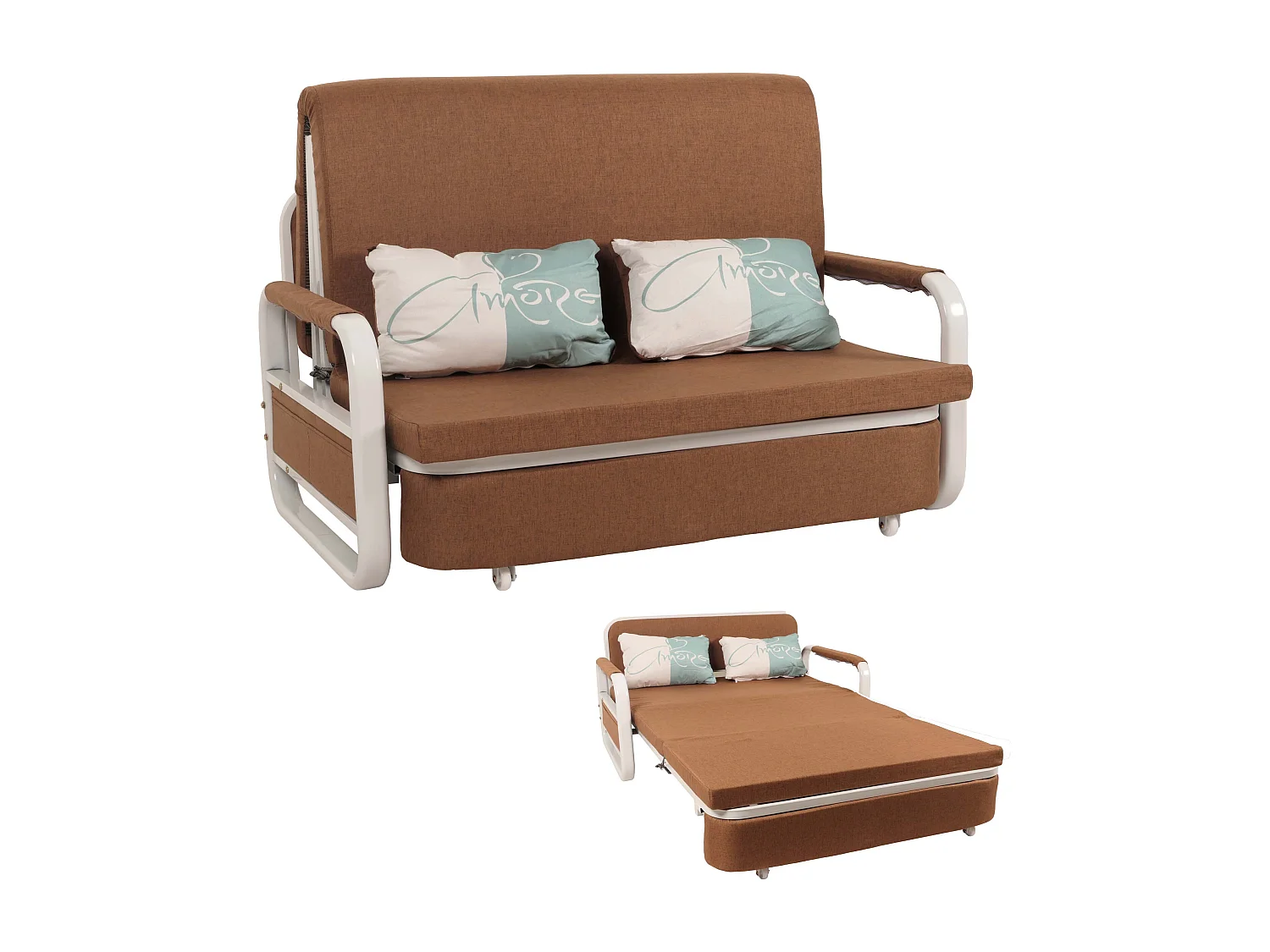 Schlafsofa MCW-M83, Stoff/Textil braun