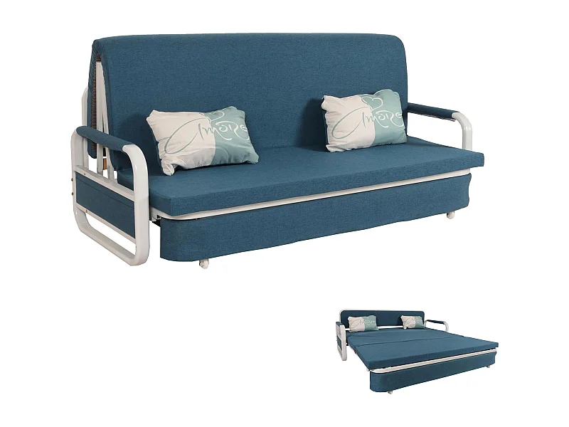 Slaapbank MCW-M83,  stof/textiel donkerblauw