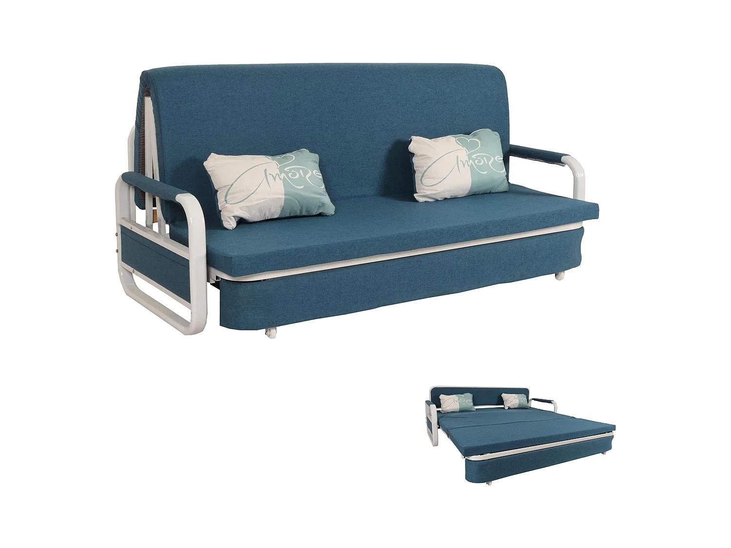 Schlafsofa MCW-M83, Stoff/Textil dunkelblau