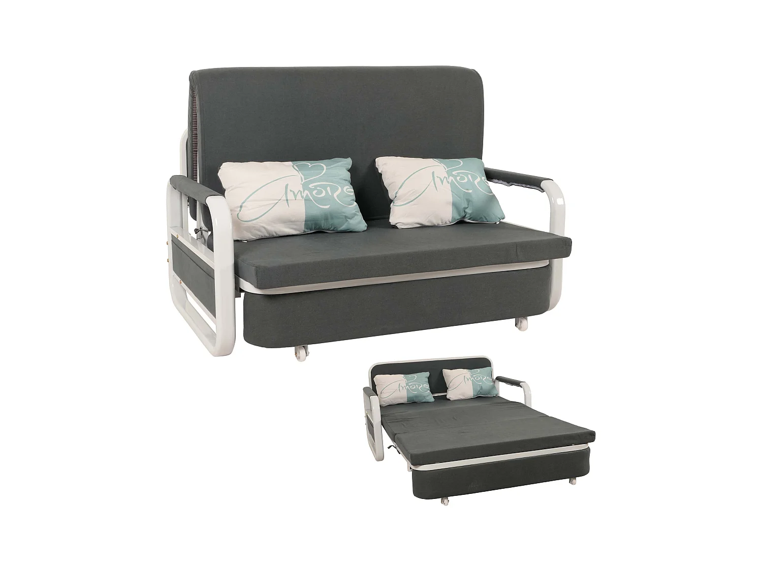 Schlafsofa MCW-M83, Stoff/Textil dunkelgrau