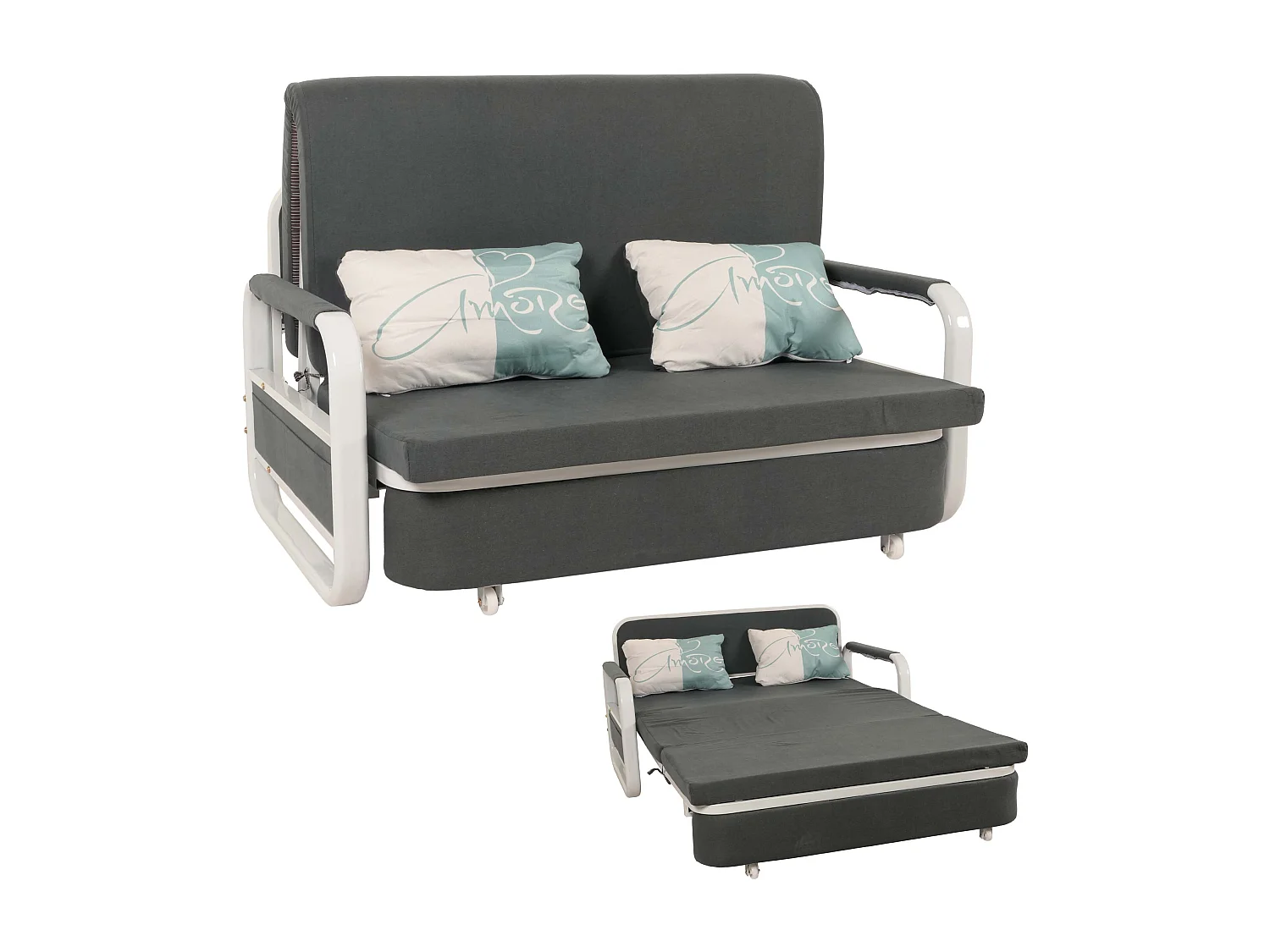 Schlafsofa MCW-M83, Stoff/Textil dunkelgrau