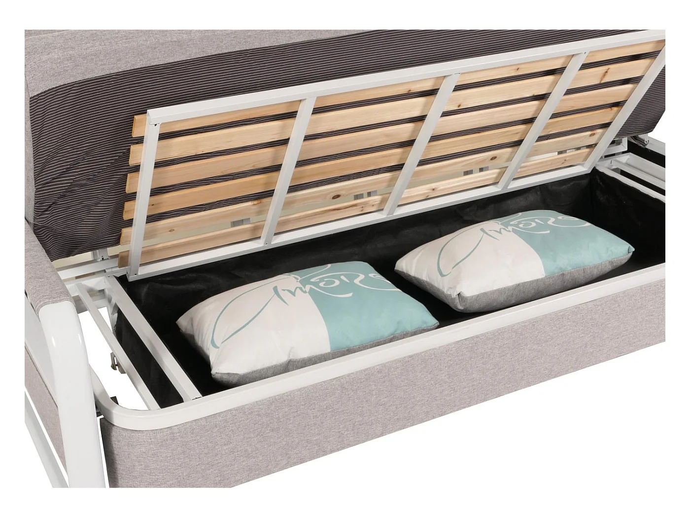 Schlafsofa MCW-M83, Stoff/Textil hellgrau