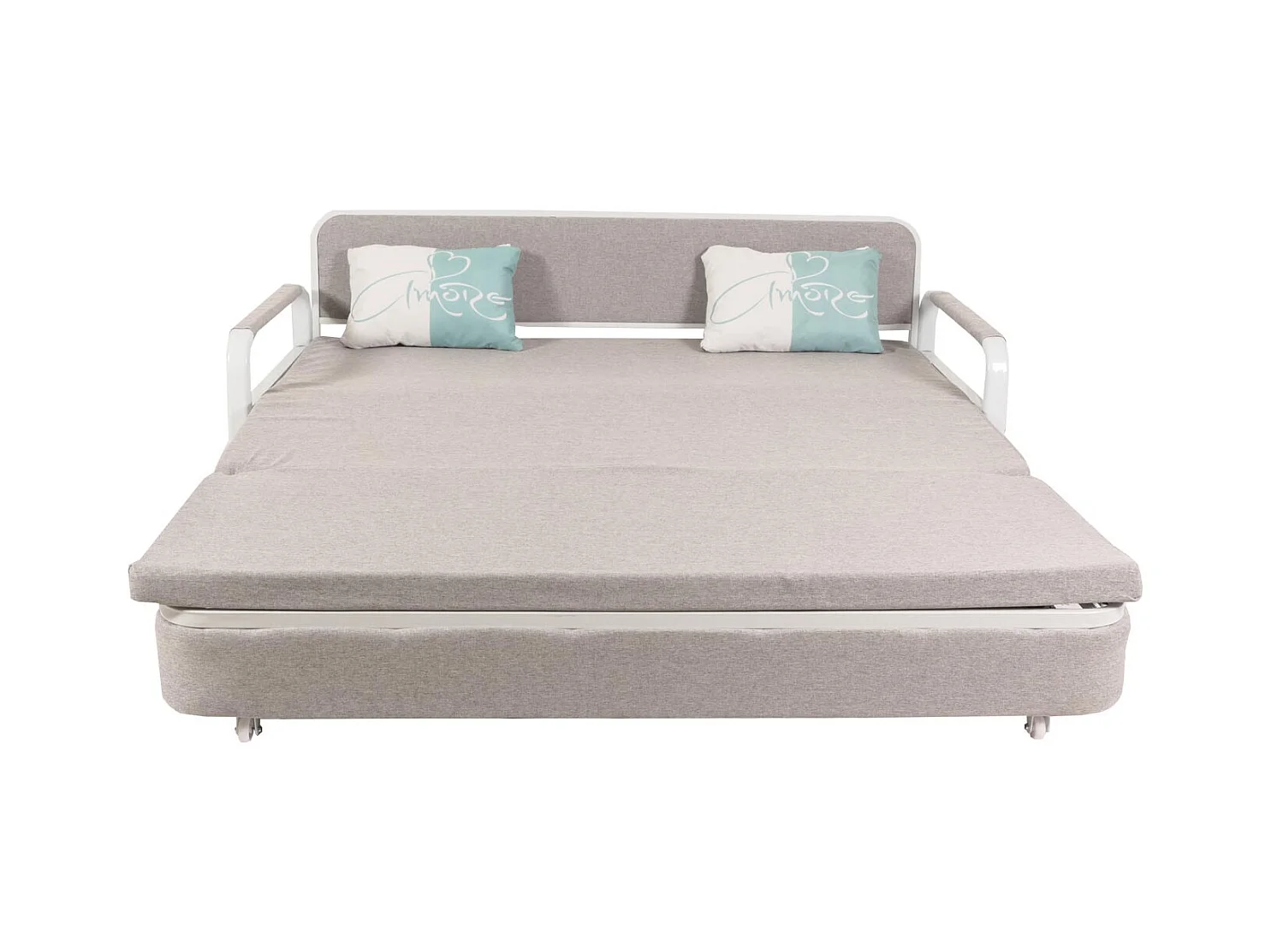 Schlafsofa MCW-M83, Stoff/Textil hellgrau