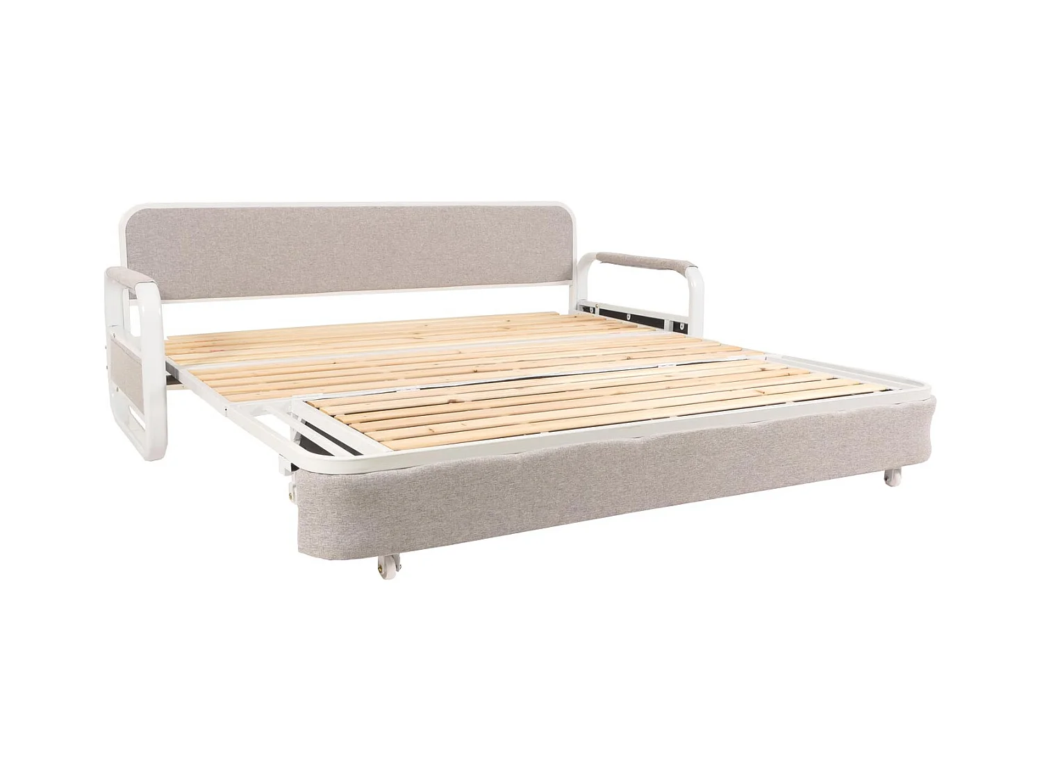 Schlafsofa MCW-M83, Stoff/Textil hellgrau