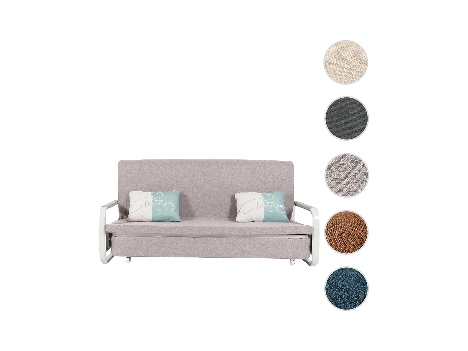 Schlafsofa MCW-M83, Stoff/Textil hellgrau