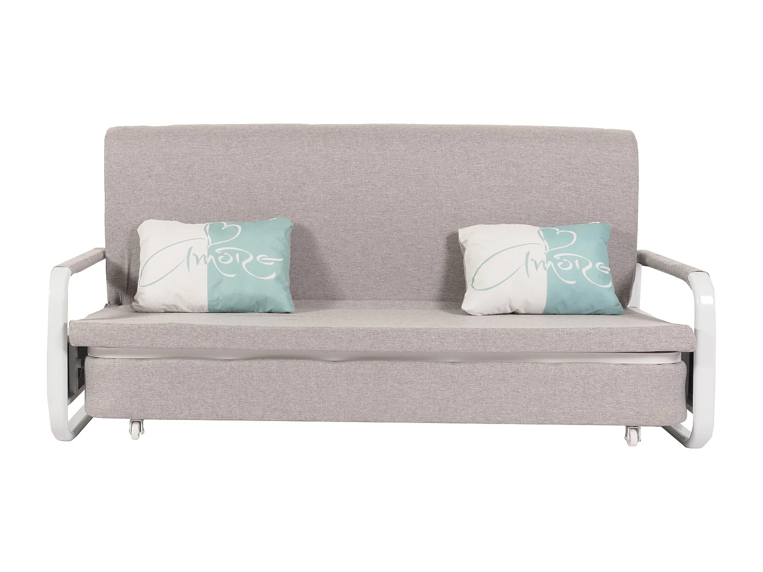 Schlafsofa MCW-M83, Stoff/Textil hellgrau