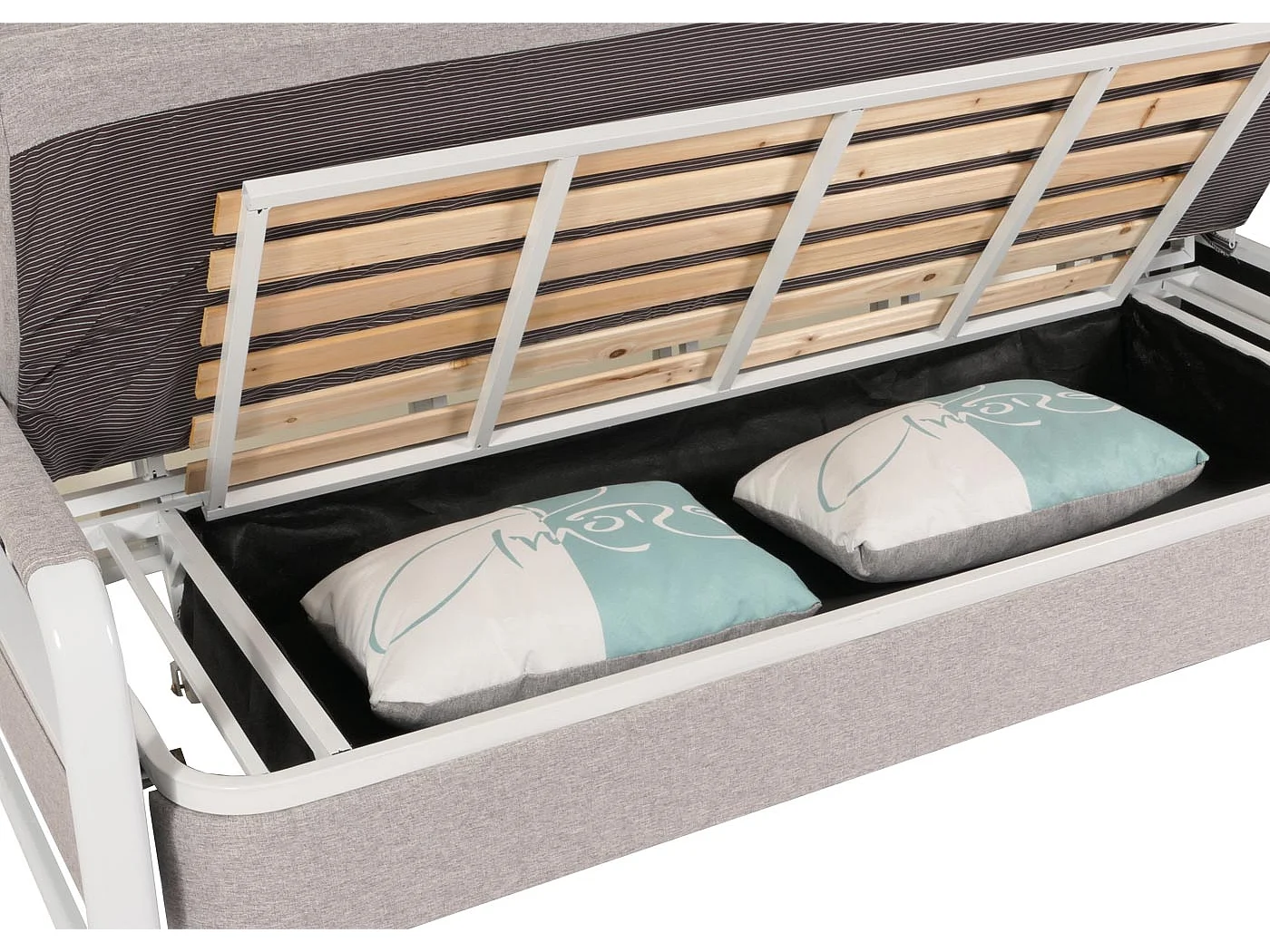 Schlafsofa MCW-M83, Stoff/Textil hellgrau