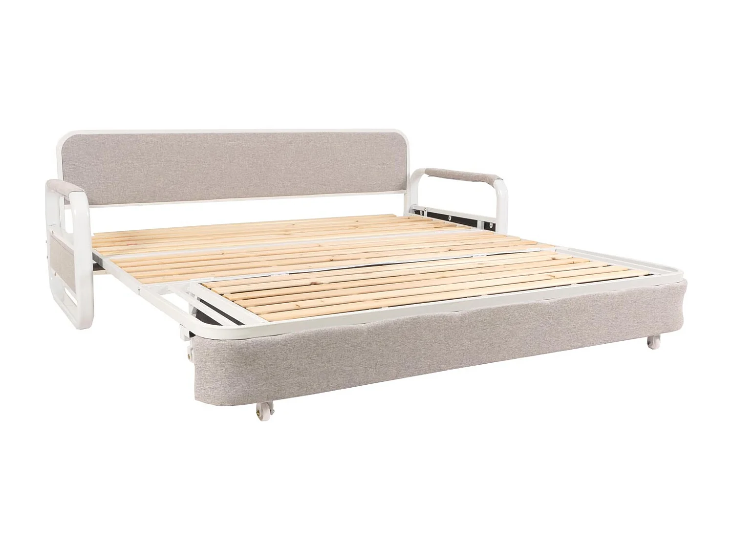 Schlafsofa MCW-M83, Stoff/Textil hellgrau