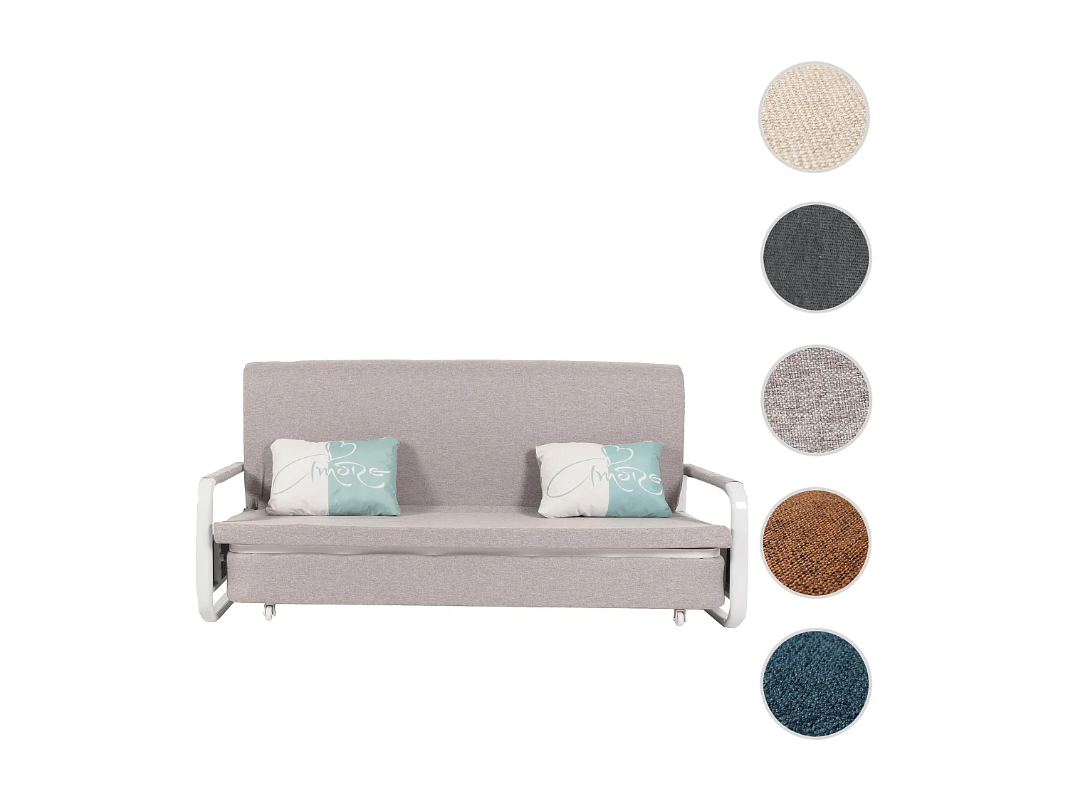 Schlafsofa MCW-M83, Stoff/Textil hellgrau