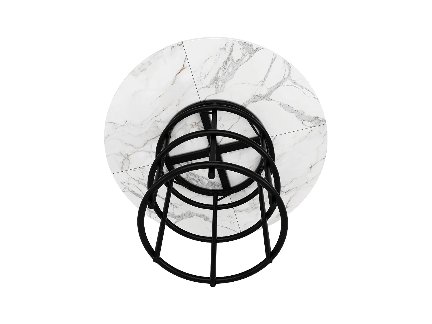 Tavolo da pranzo moderno - Tavolo da pranzo rotondo con gambe ad anello nere - Piano in MDF - per sala da pranzo e soggiorno