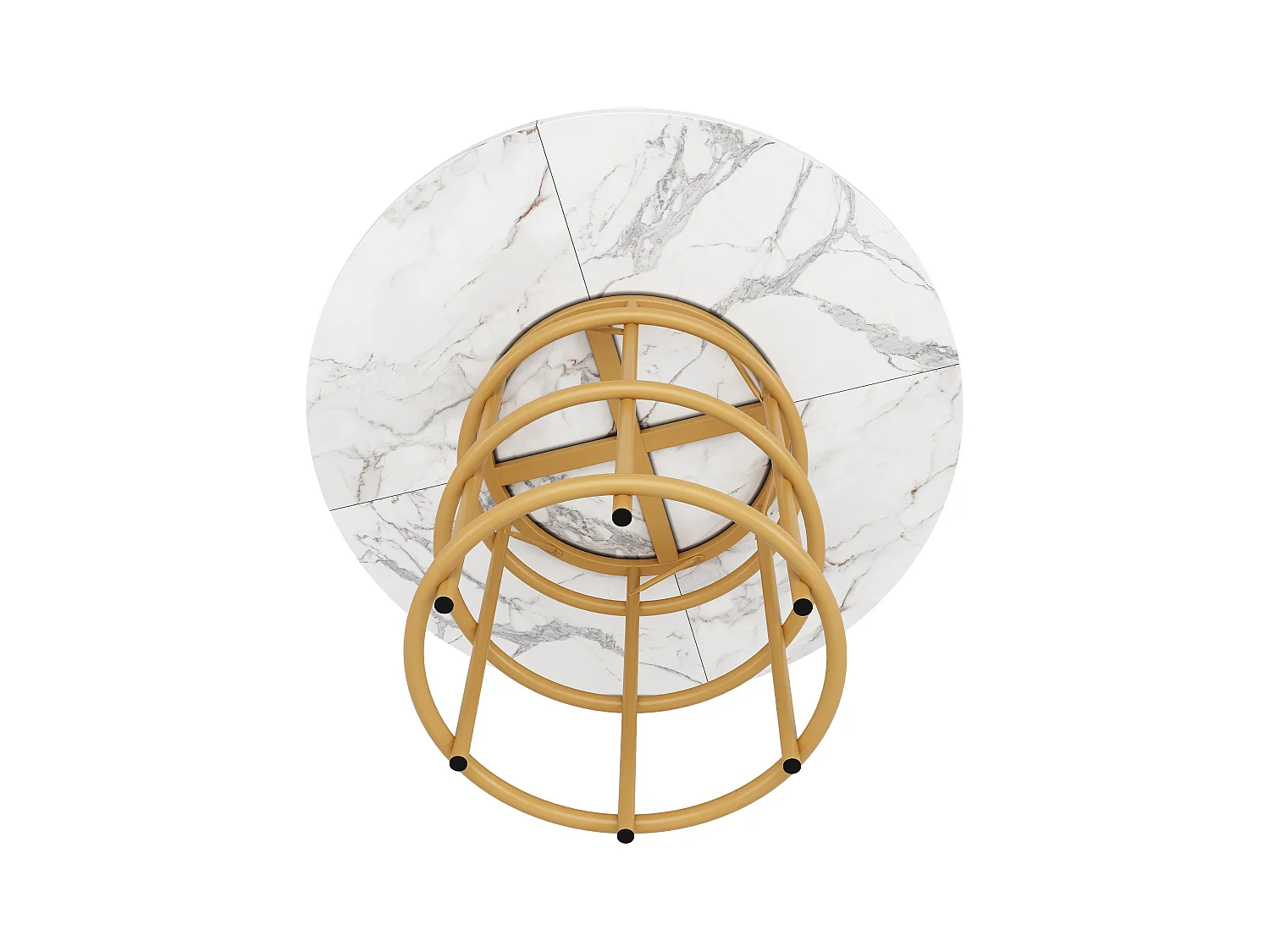 Table à manger moderne - Table à manger ronde avec pieds en anneau doré - plateau en MDF - pour salle à manger et salon