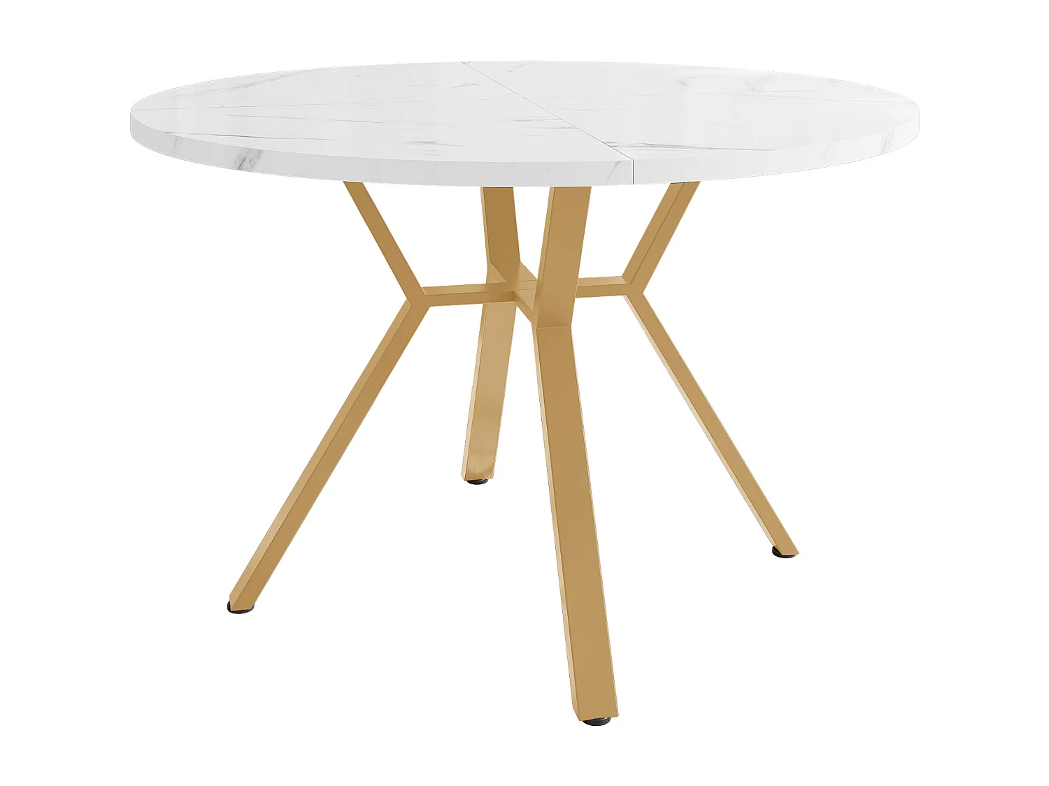 Mesa de comedor redonda blanca - Mesa de comedor con soporte de metal en forma de X y reposapiés negro - para comedor y sala de estar