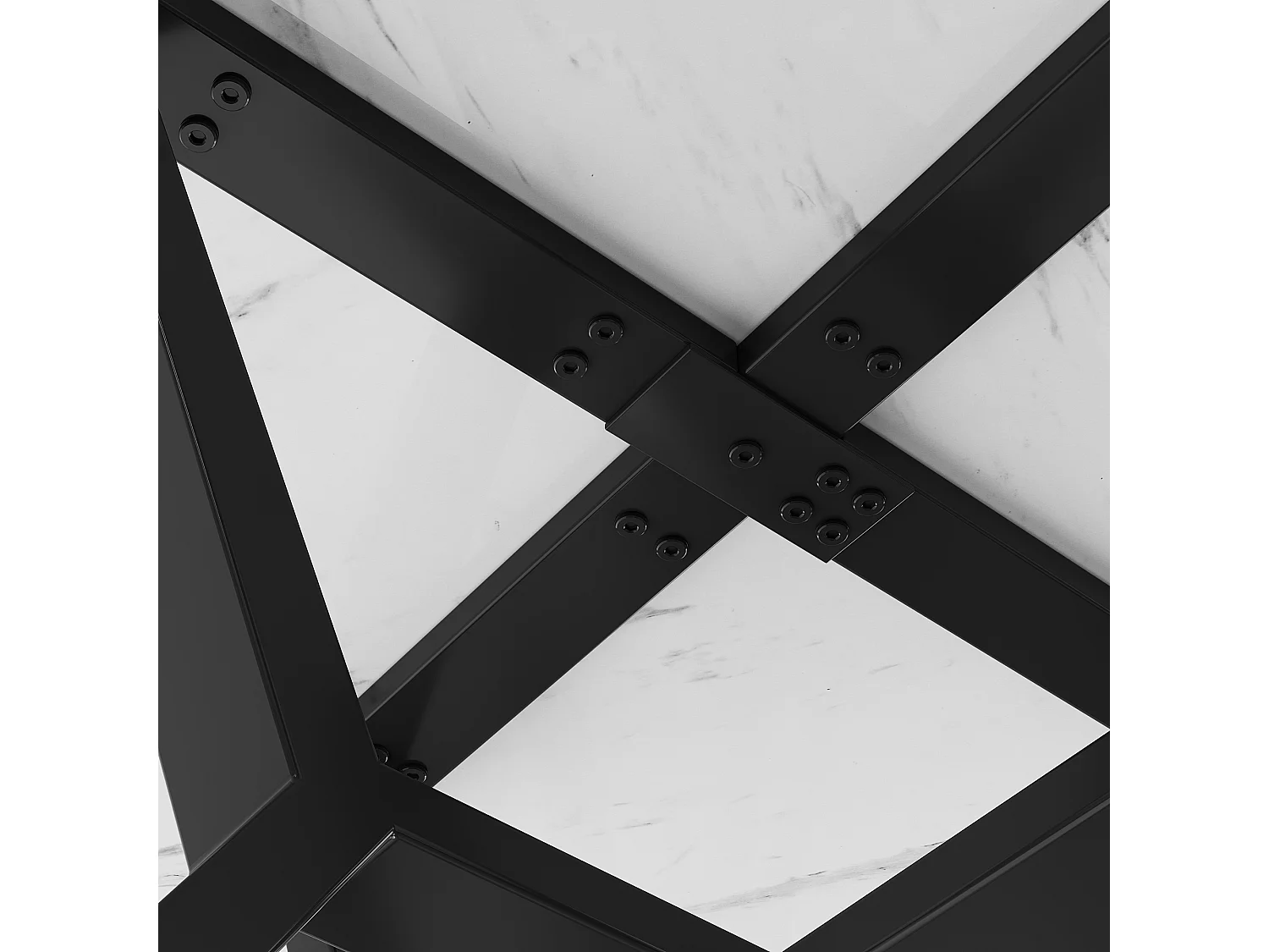 Tavolo da pranzo rotondo bianco - Tavolo da pranzo con supporto in metallo a forma di X e poggiapiedi nero - per sala da pranzo e soggiorno