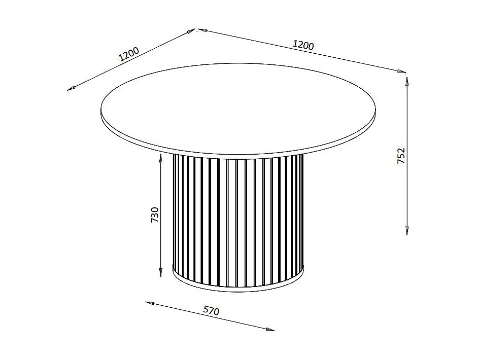 ESSTISCH Zama Schwarz 120 / 120 / 75 cm