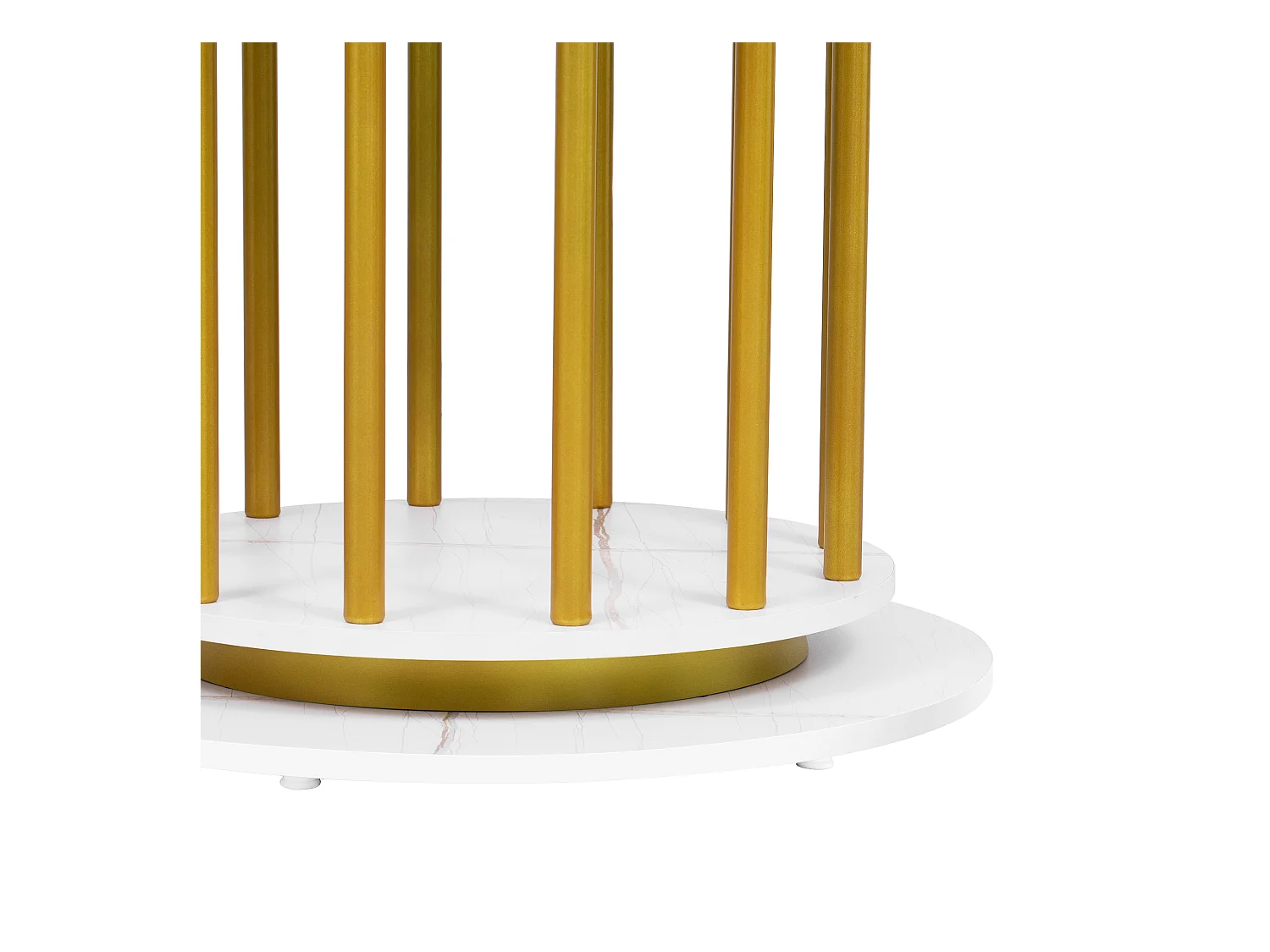 Table à manger ronde blanc - Table à manger avec structure en métal et base surélevée - plateau en MDF - pour salle à manger et salon