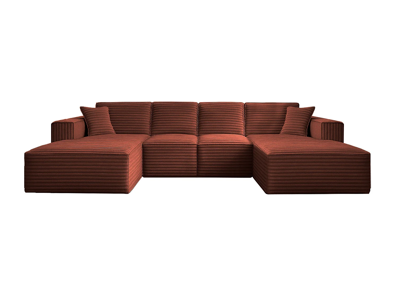 Canapé d'angle en U Siena avec tissu Velo cuivre