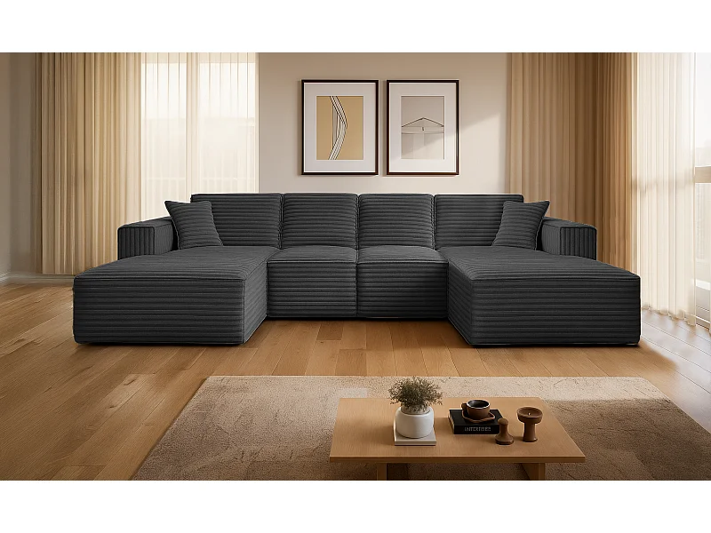 Siena U-vormige hoekbank met Velo Graphite stof