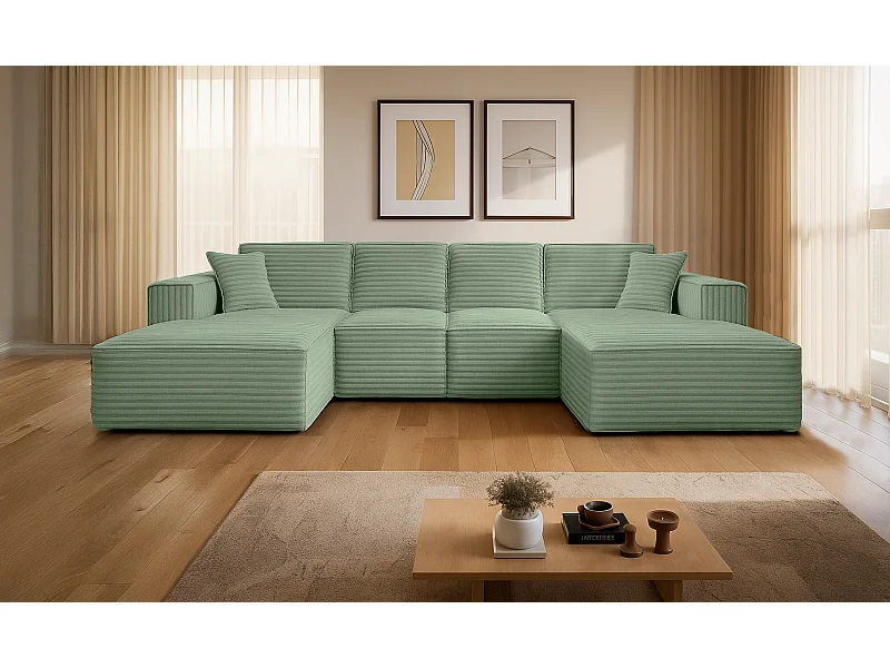 Siena U-vormige hoekbank met Velo Olive stof