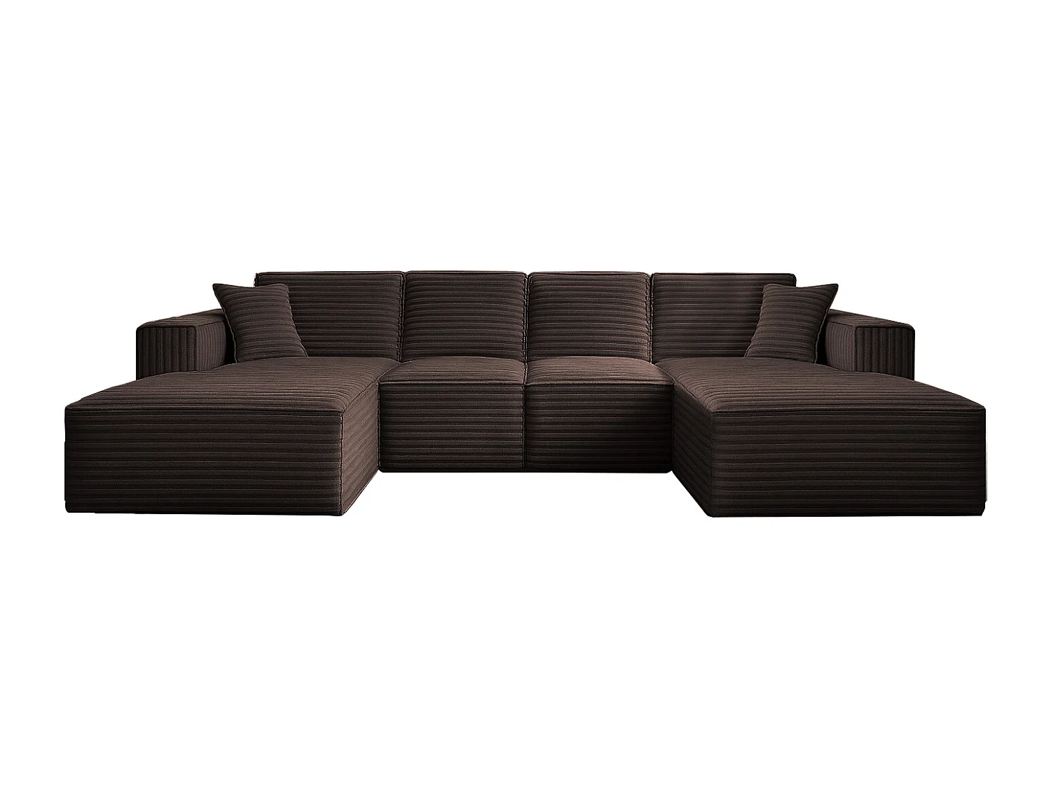Canapé d'angle en U Siena avec tissu Velo Brown
