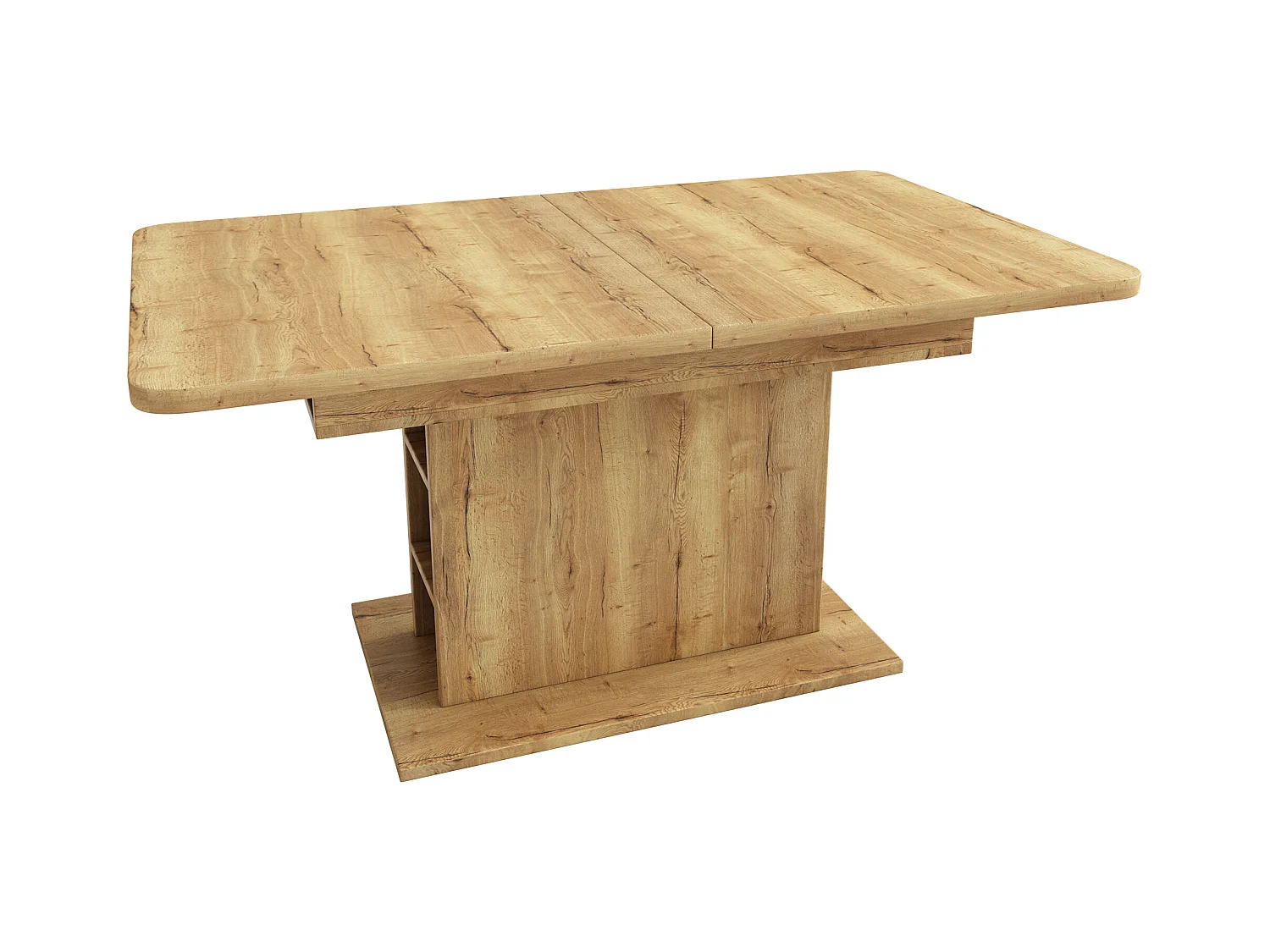 Mesa de comedor rectangular - Mesa de comedor natural con espacio de almacenamiento y tablero ajustable - Para comedor y sala de estar