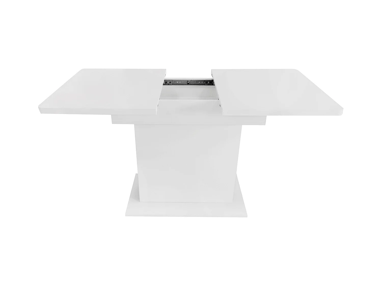 Table à manger rectangulaire - Table à manger blanche avec rangement et plateau réglable - pour salle à manger et salon