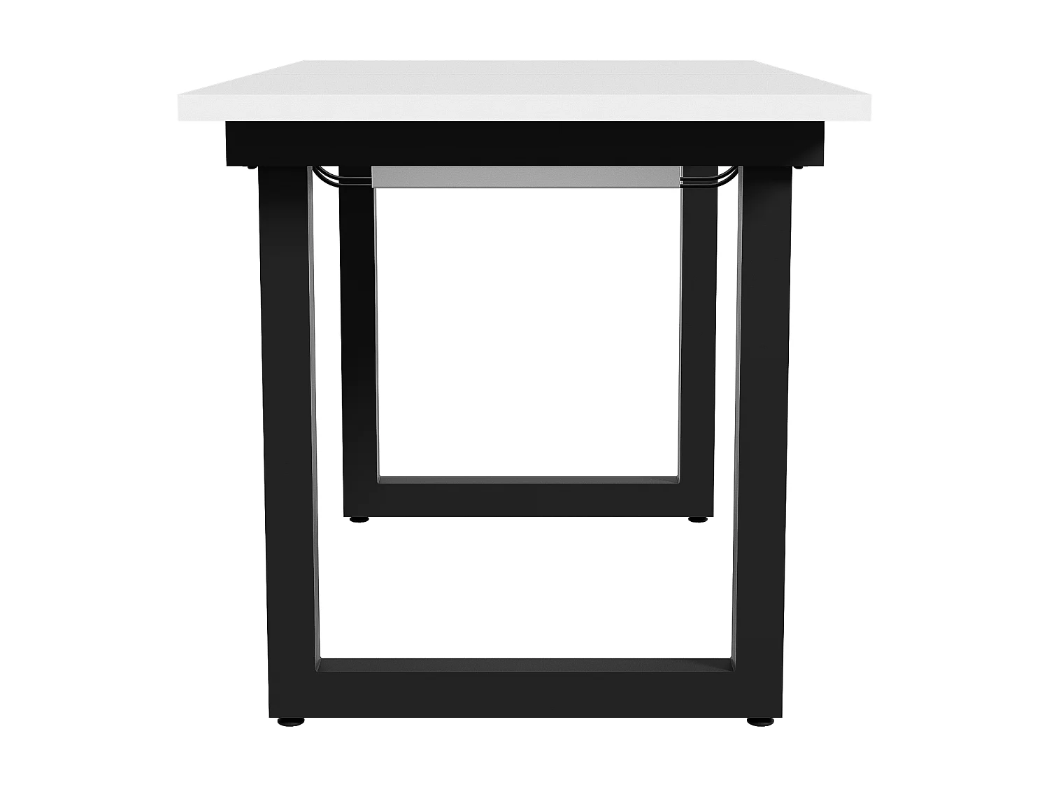 Table à manger rectangulaire - avec plateau blanc rétractable - pieds en métal noir - pour salle à manger et salon