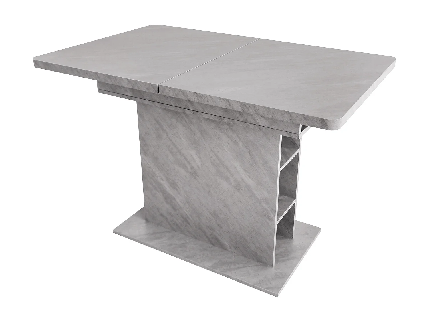 Table à manger rectangulaire - Table à manger grise avec rangement et plateau réglable - pour salle à manger et salon