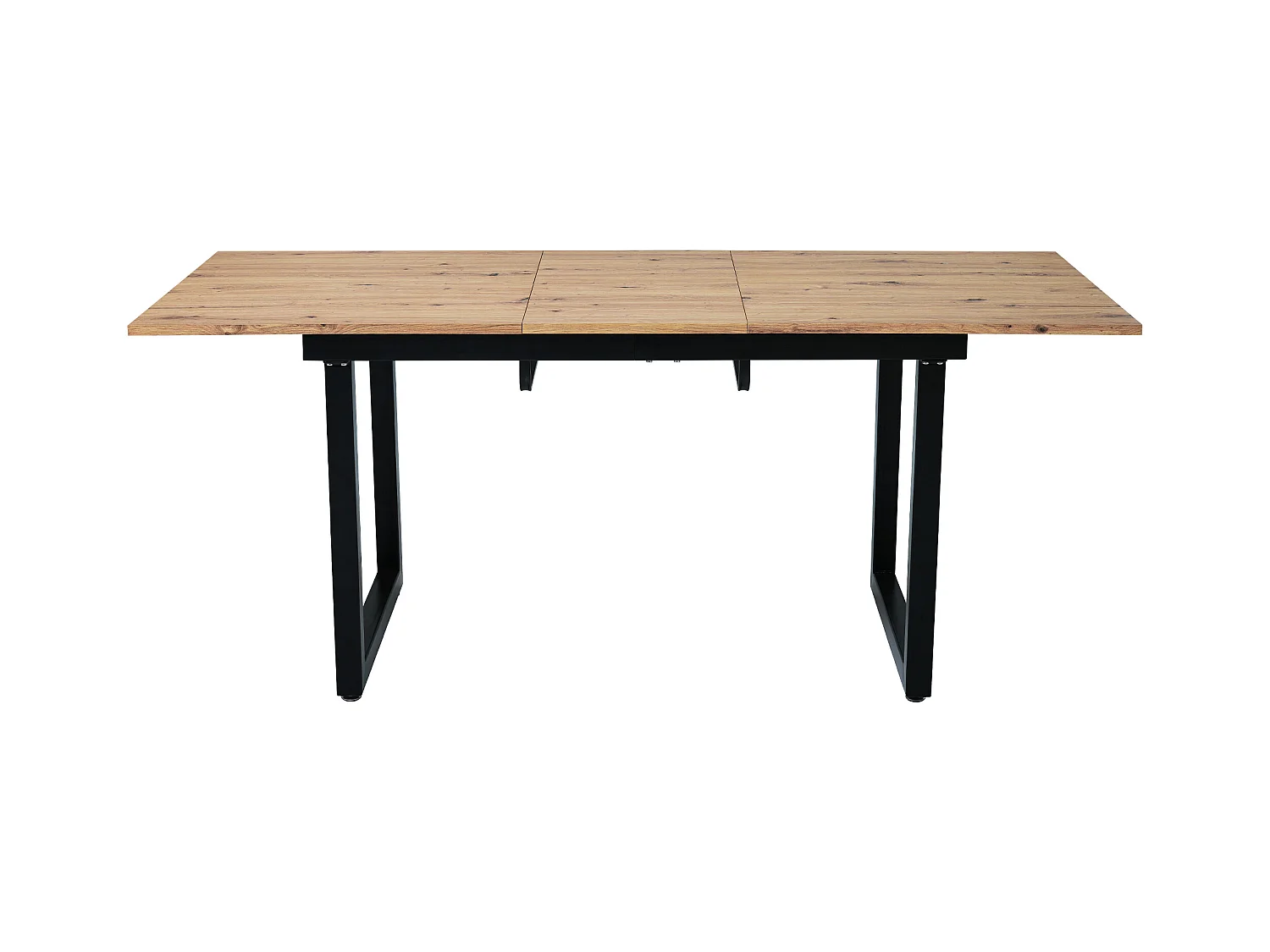 Table à manger rectangulaire - avec plateau rétractable en chêne - pieds en métal noir - pour salle à manger et salon