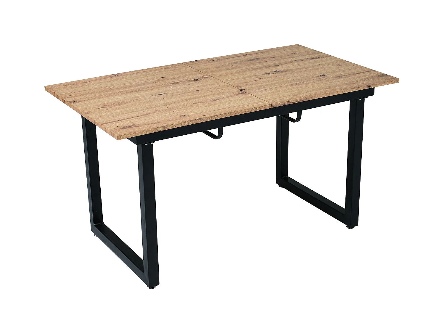 Table à manger rectangulaire - avec plateau rétractable en chêne - pieds en métal noir - pour salle à manger et salon