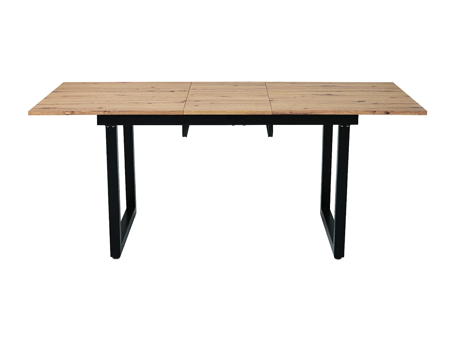 Tavolo da pranzo rettangolare - con piano in rovere retrattile - gambe in metallo nero - per sala da pranzo e soggiorno