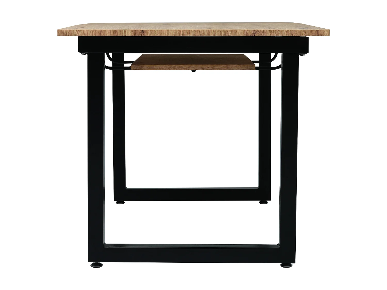 Tavolo da pranzo rettangolare - con piano in rovere retrattile - gambe in metallo nero - per sala da pranzo e soggiorno