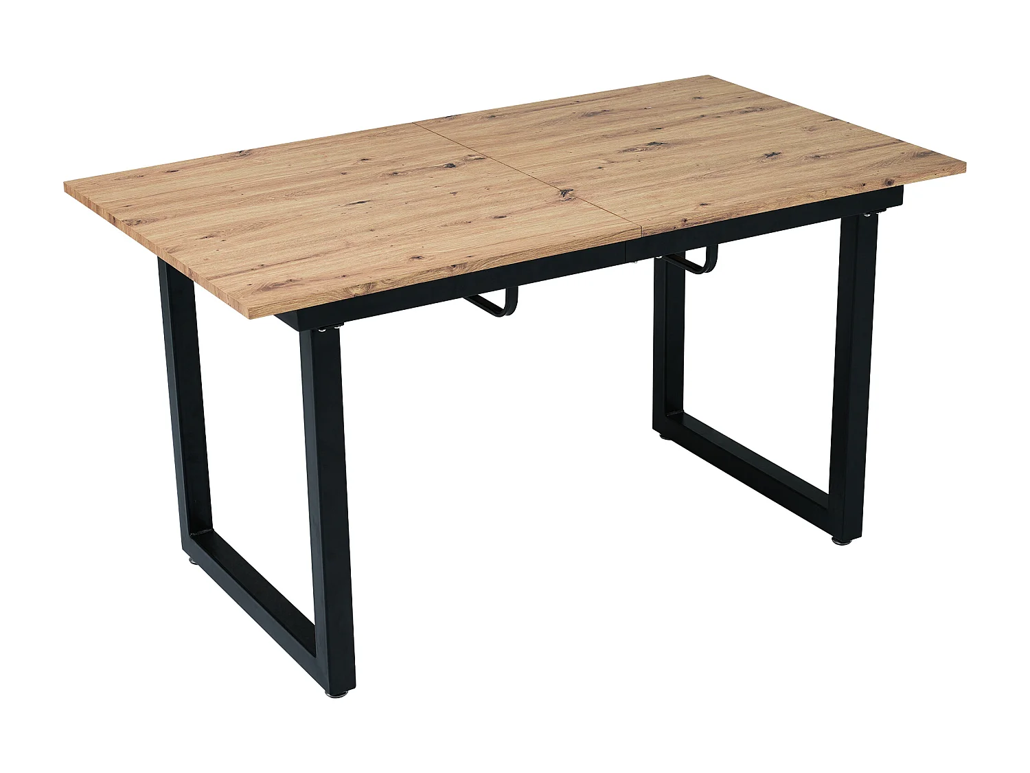 Tavolo da pranzo rettangolare - con piano in rovere retrattile - gambe in metallo nero - per sala da pranzo e soggiorno