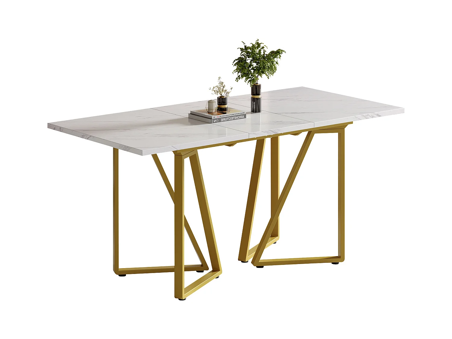 Table à manger moderne - Table à manger avec plateau réglable et repose-pieds - plateau en MDF - pour salle à manger et salon