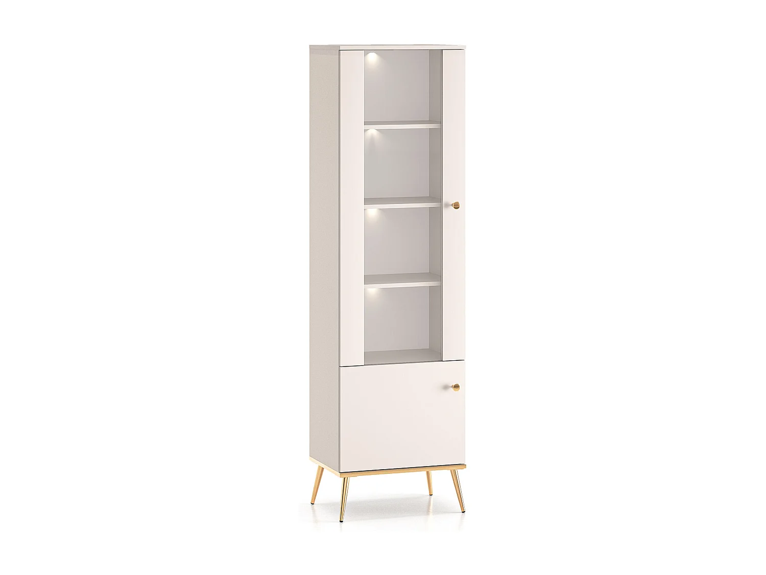VITRINE Selgin Kaschmir / Gold 55 / 40 / 190cm mit Beleuchtung