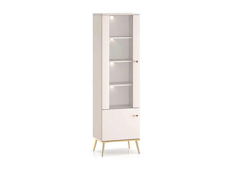 VITRINE Selgin Kaschmir / Gold 55 / 40 / 190cm mit Beleuchtung