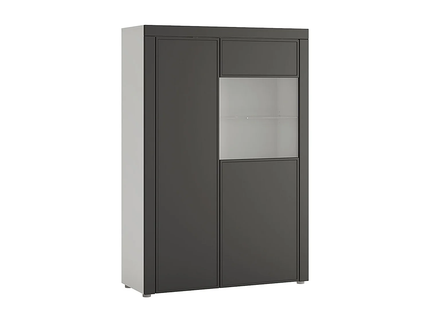 VITRINE Bologna Quantum weiß matt / dust grey 100 / 38 / 148 cm