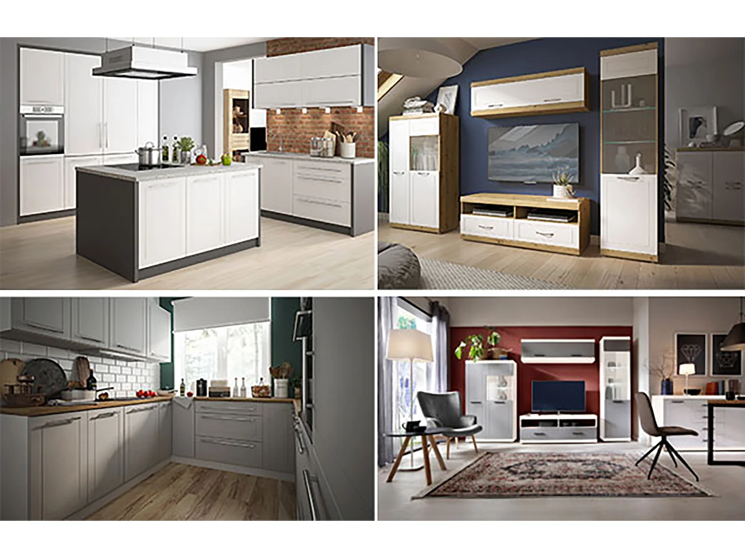 VITRINE Bologna Quantum weiß matt / dust grey 100 / 38 / 148 cm