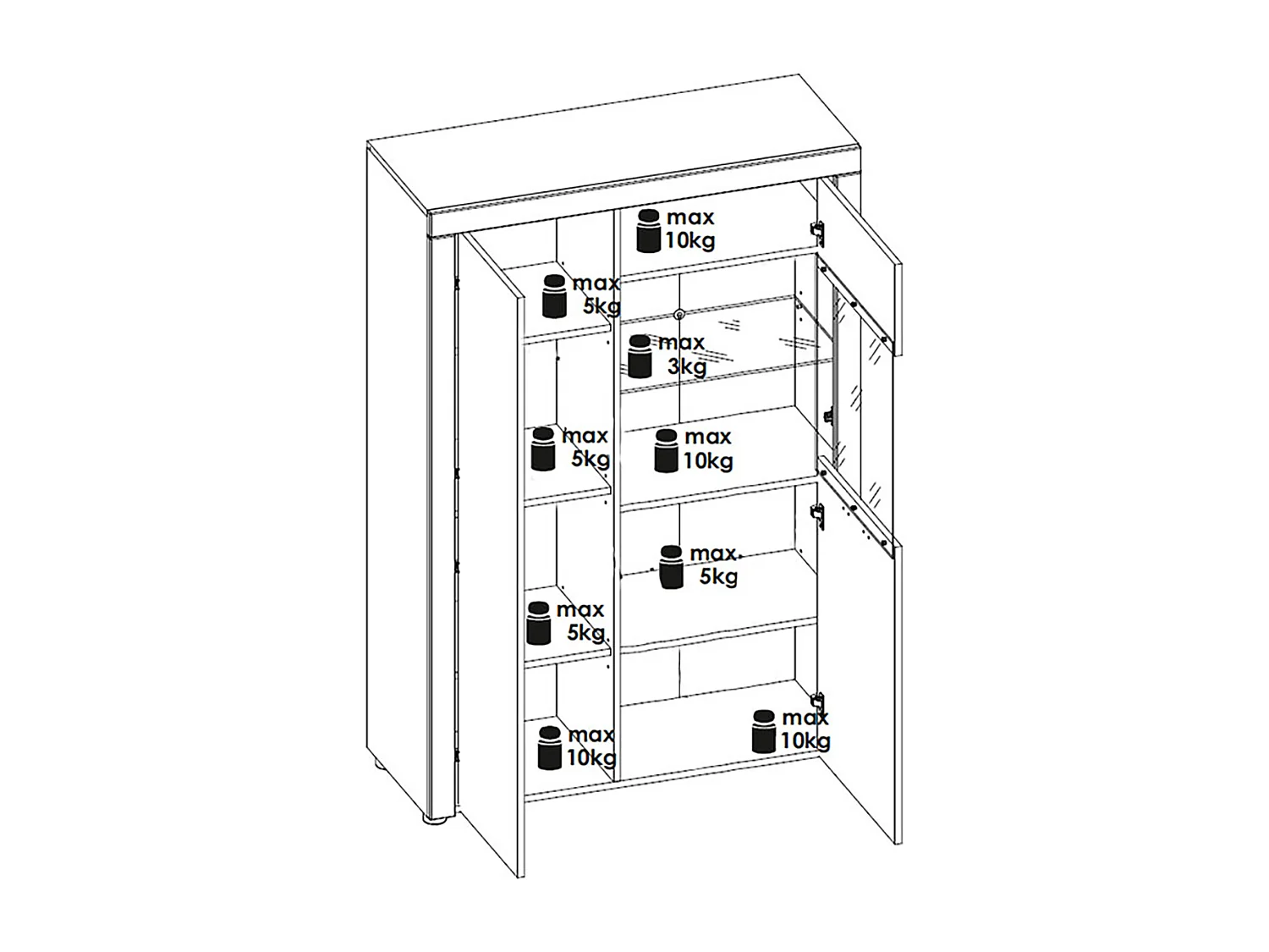 VITRINE Bologna Quantum weiß matt / dust grey 100 / 38 / 148 cm