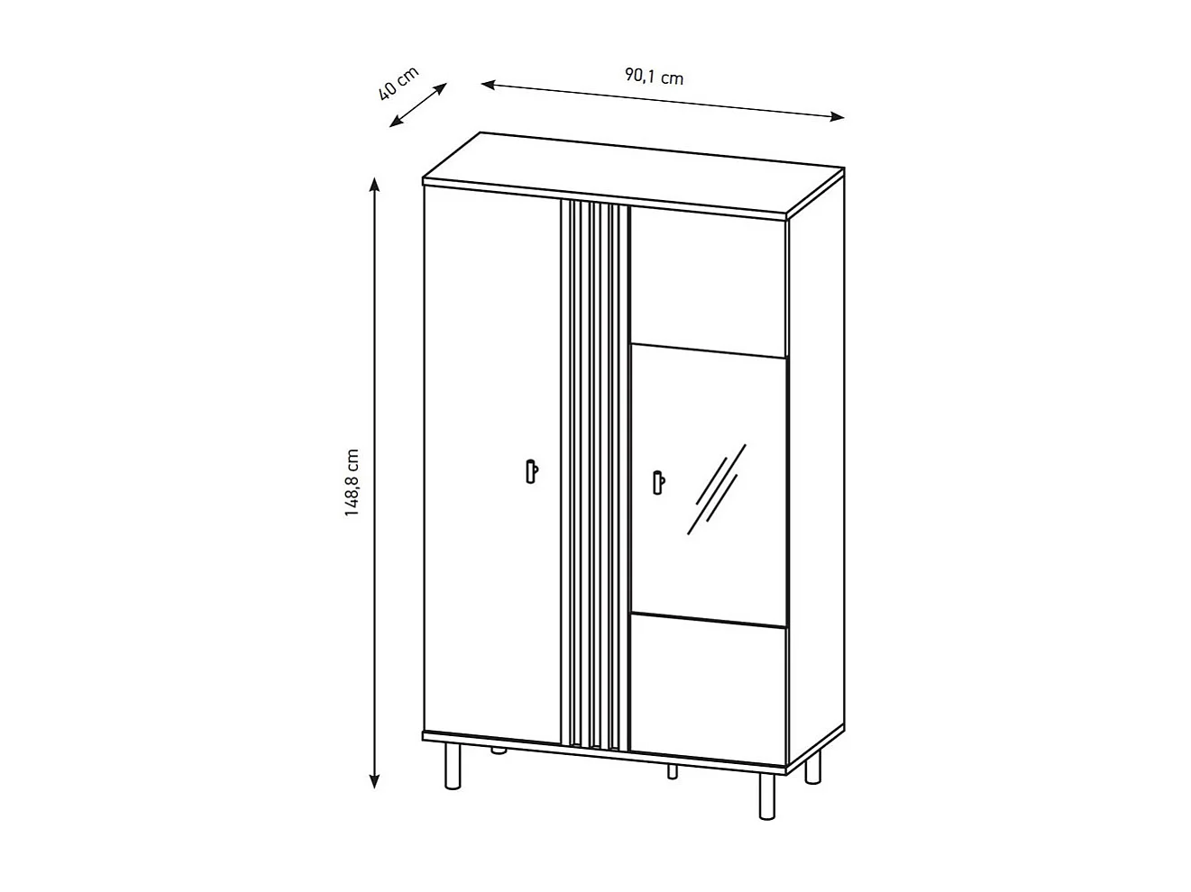 VITRINE Madis sand grange eiche / anthrazit 90,1cm / 40 cm / 148,8 cm