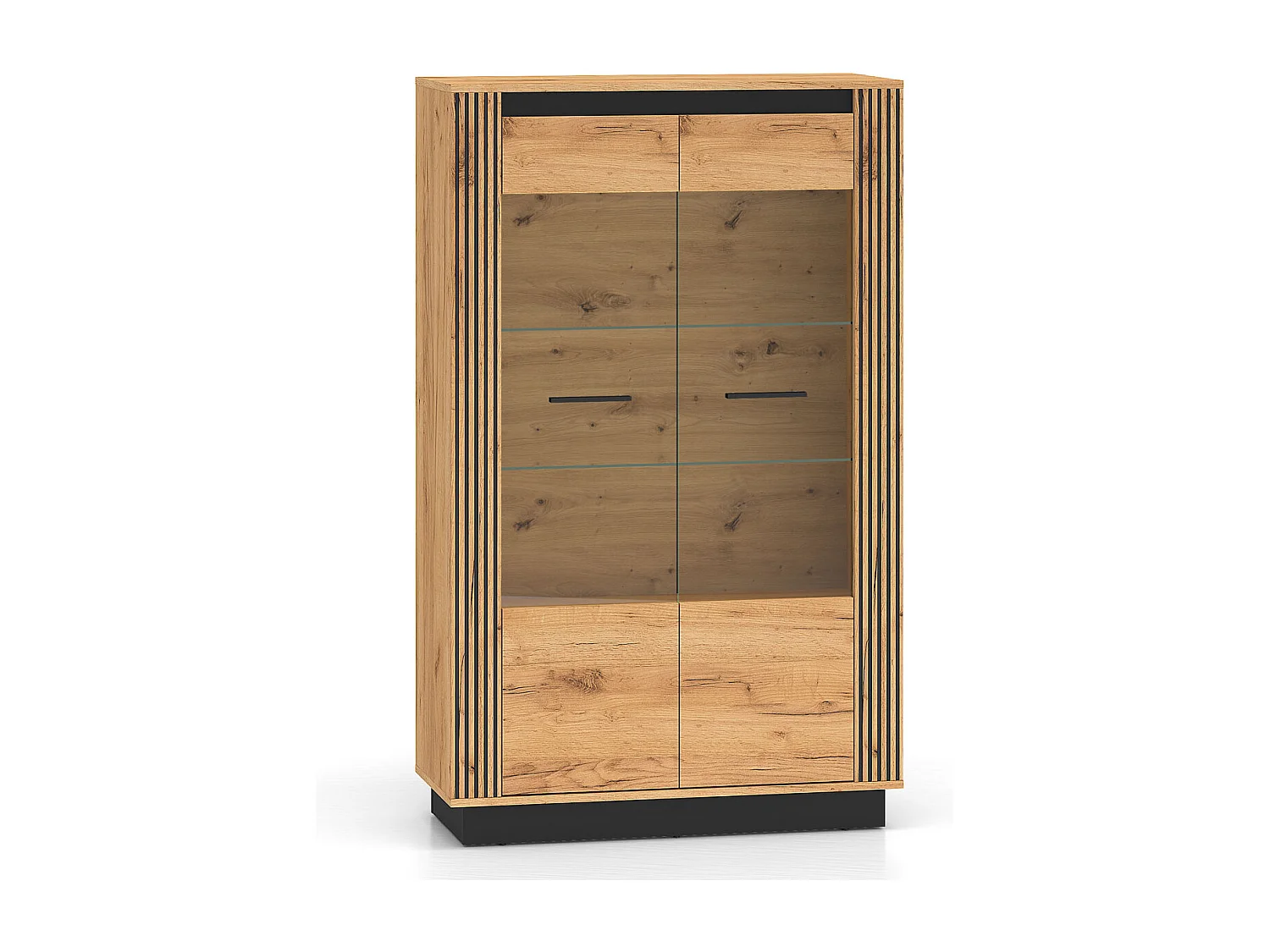 VITRINE Urso Gold Craft Eiche / Schwarz 92 / 40 / 141 cm