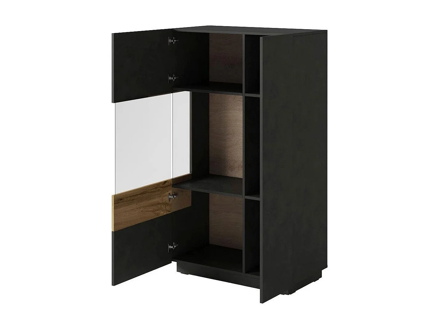 VITRINE Saale anthrazit Matera / Eiche Wotan 80 / 40 / 138,5cm