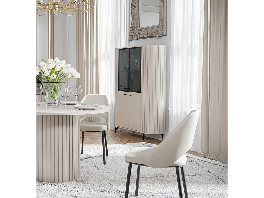 VITRINE Zama Kaschmir 112 / 40 / 155 cm mit Beleuchtung