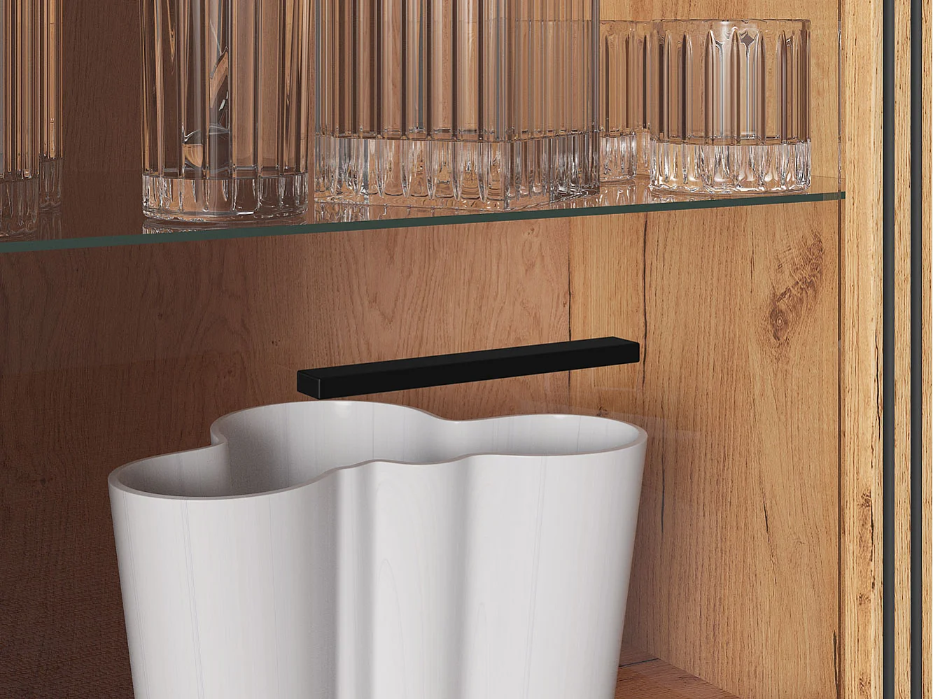 VITRINE Urso Gold Craft Eiche / Schwarz 92 / 40 / 141 cm