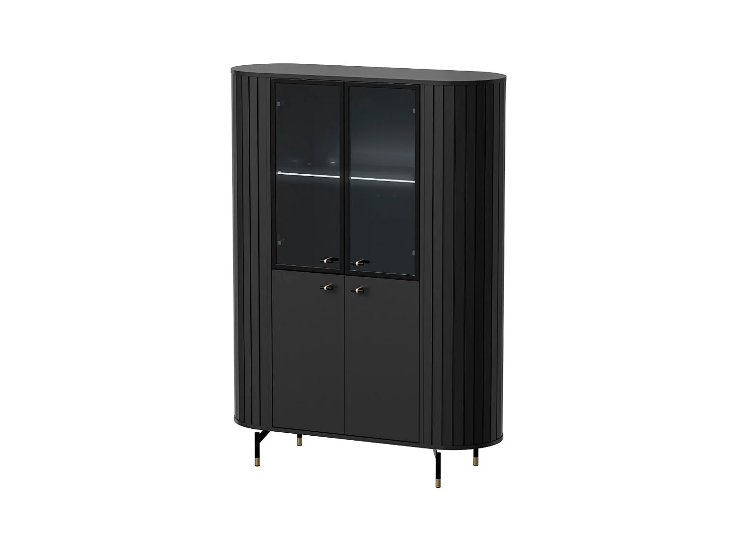VITRINE Zama Schwarz 112 / 40 / 155 cm mit Beleuchtung