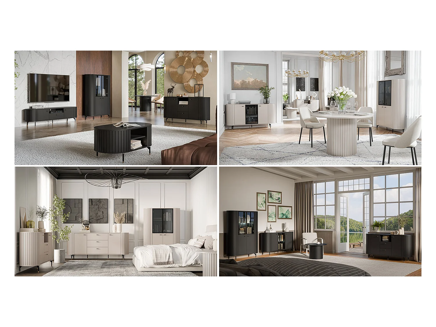 VITRINE Zama Schwarz 112 / 40 / 155 cm mit Beleuchtung