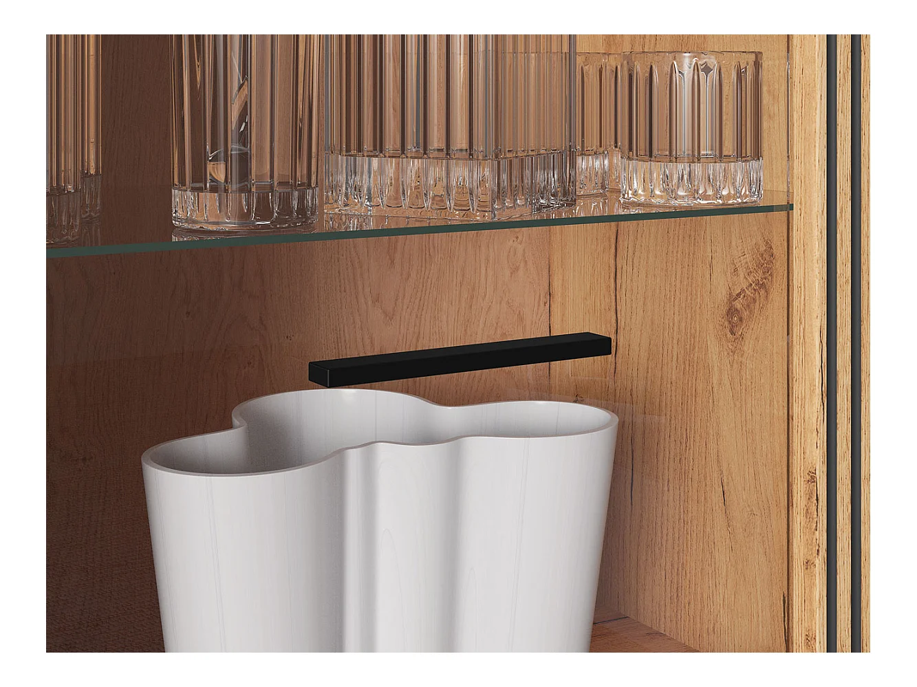 VITRINE Urso Gold Craft Eiche / Schwarz 65 / 40 / 200 cm