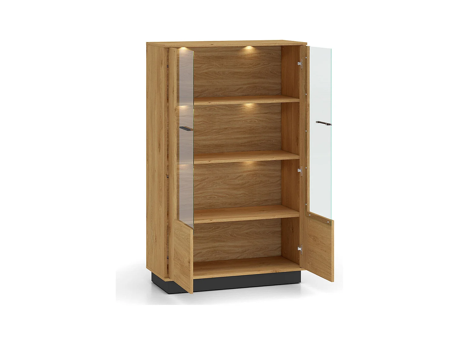 VITRINE Modesto Eiche Style hell / Schwarz 92 / 40 / 149 cm